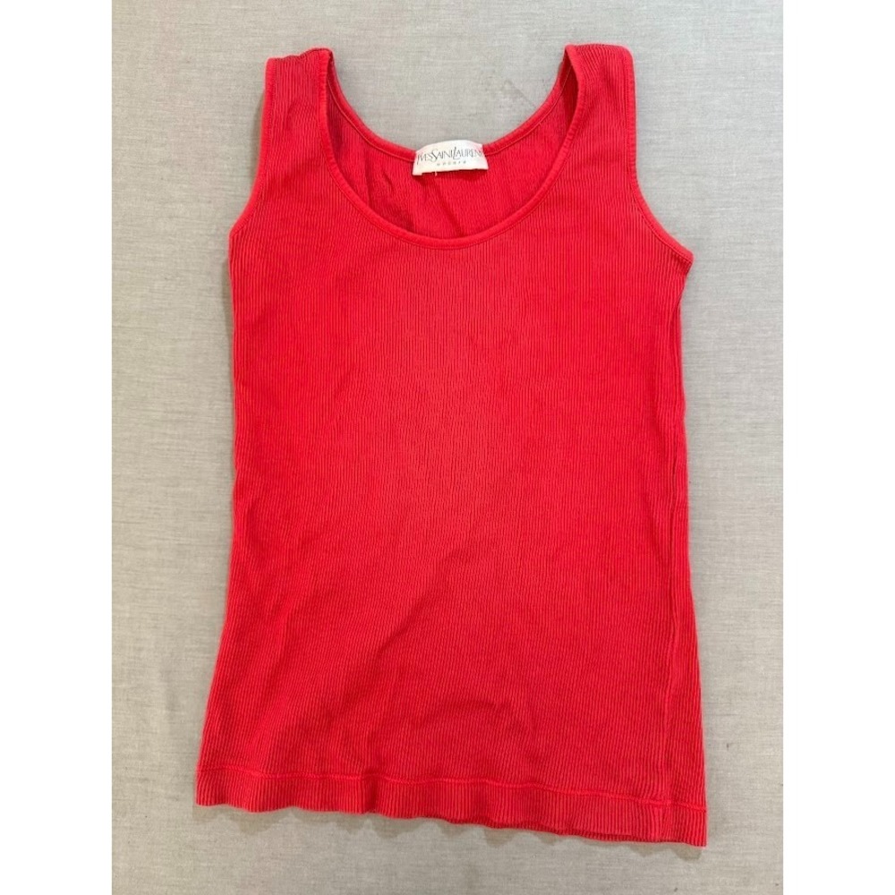 Saint Laurent Red Ribbed Tank Top